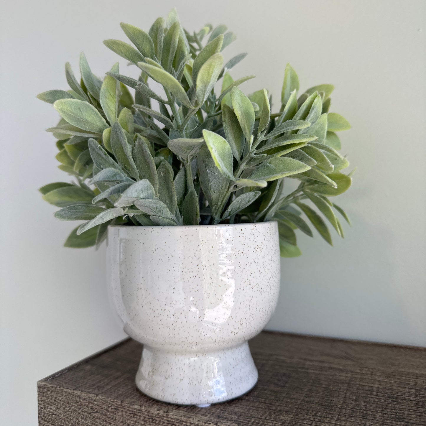 White Ceramic Planter with Greenery
