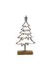 Rustic Metal Christmas Tree with Wooden Base