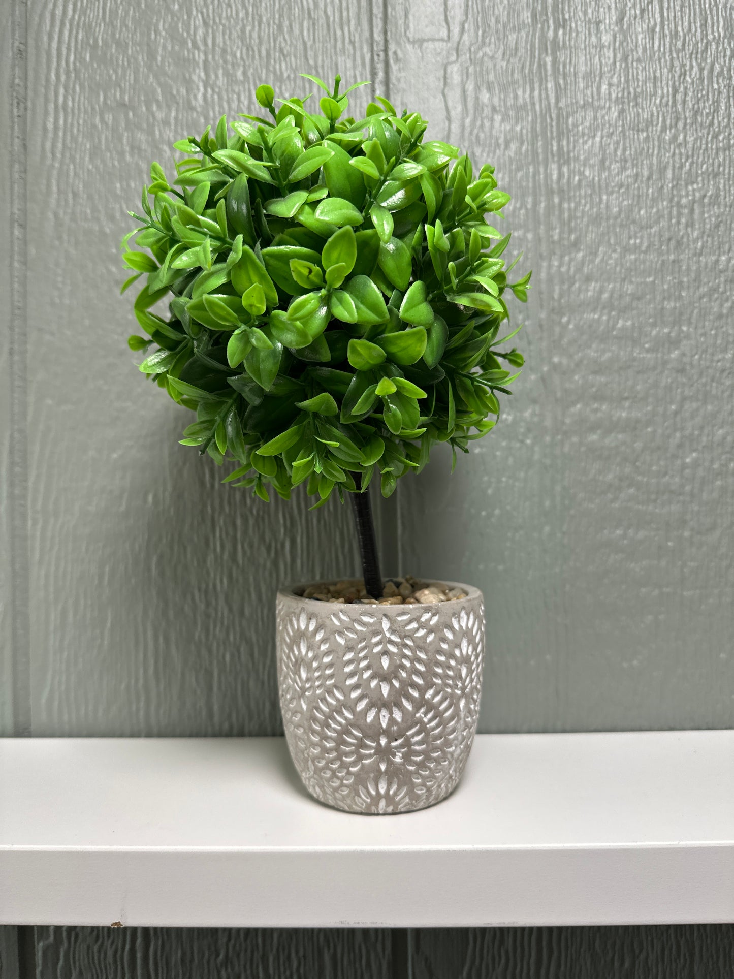 Boxwood Ball Tree in Grey Textured Pot