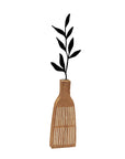 Decorative Wooden Vase Collection with Metal Leaf Accent