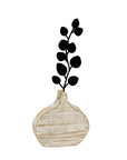 Decorative Wooden Vase Collection with Metal Leaf Accent