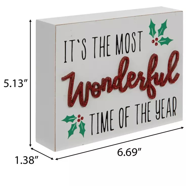 “It’s the Most Wonderful Time of the Year” Glittered Tabletop Sign