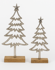 Rustic Metal Christmas Tree with Wooden Base