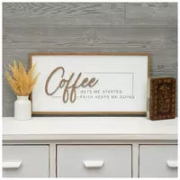 Coffee Gets Me Started Wood Wall Art