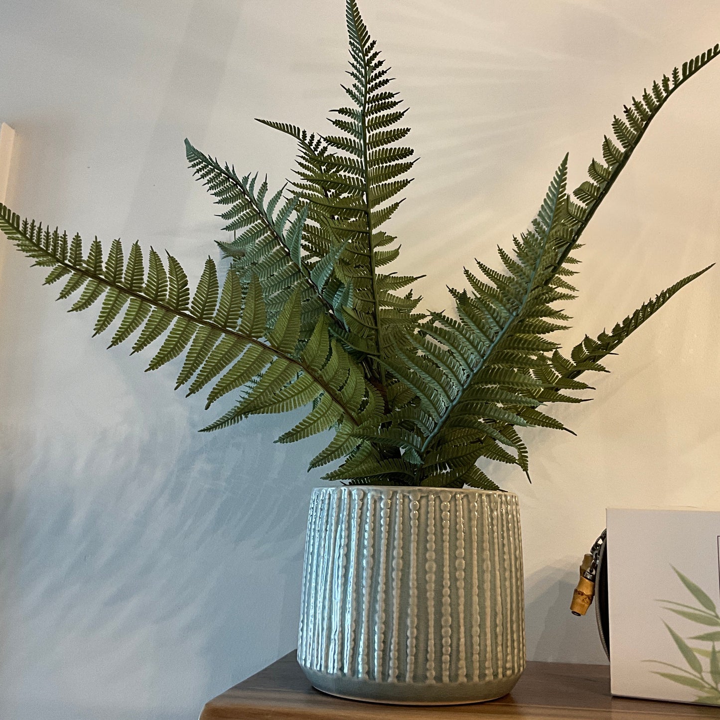 Fern in a Green Planter