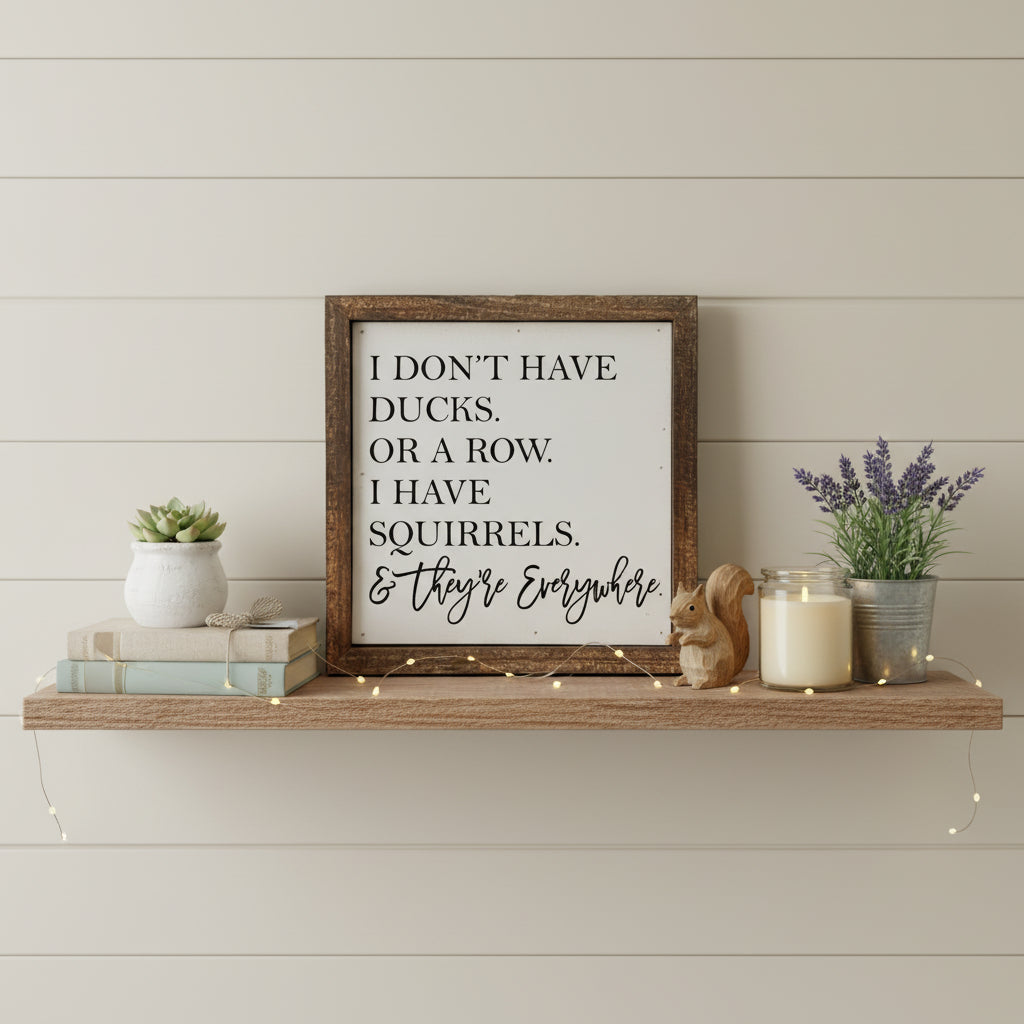 “I Don’t Have Ducks… I Have Squirrels” Wooden Sign
