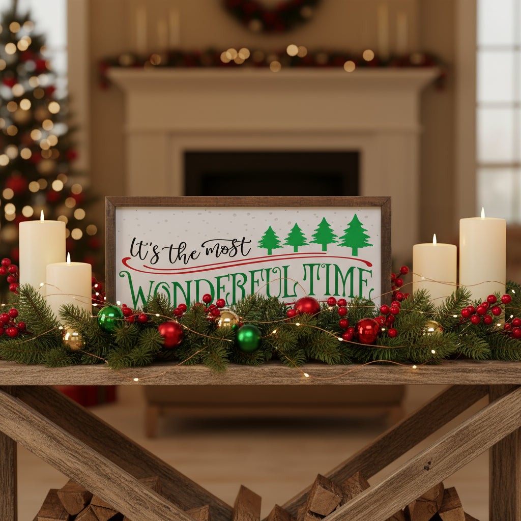 “It’s the Most Wonderful Time of the Year” Wooden Christmas Sign
