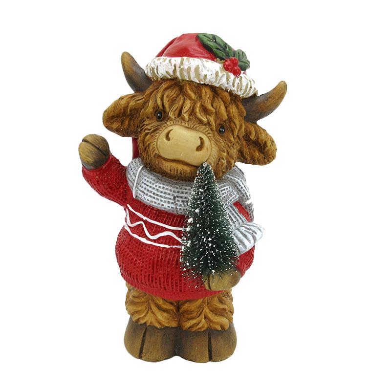 Holiday Highland Cow Figurine