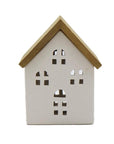 Ceramic House Tealight Holder with Wooden Roof