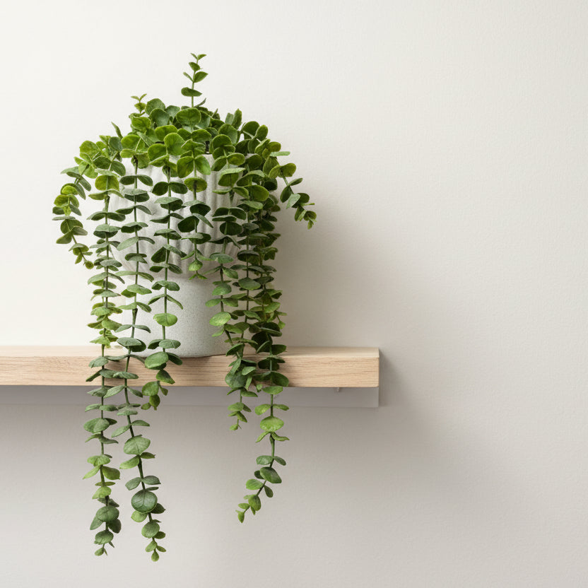 Concrete Vase with Hanging Eucalyptus