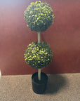 Mini Faux Boxwood Topiary in Black Pot – Elegant Home or Office Decor
