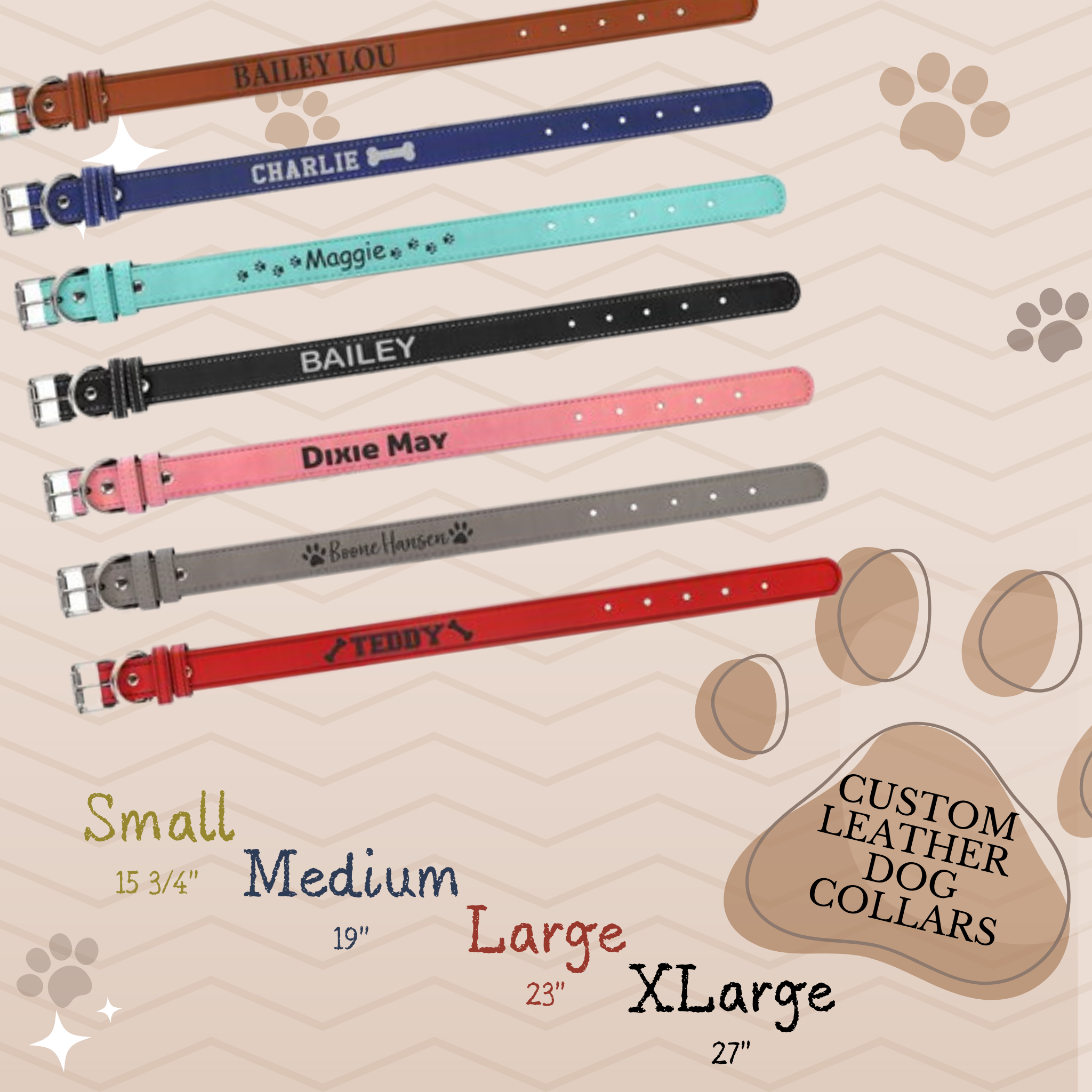 Leather Dog Collars - Customizable