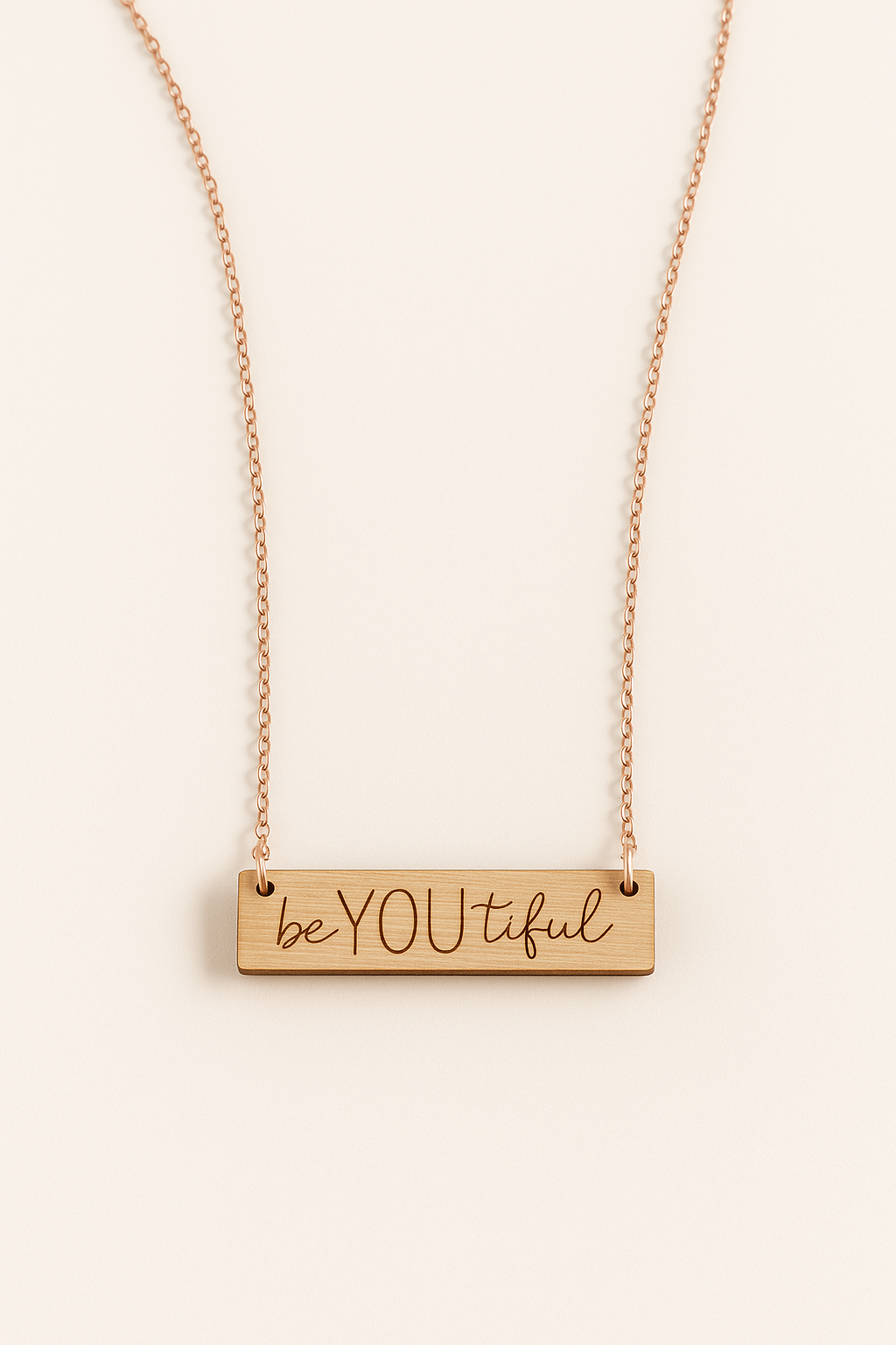 Custom Wooden Bar Necklace – "beYOUtiful"
