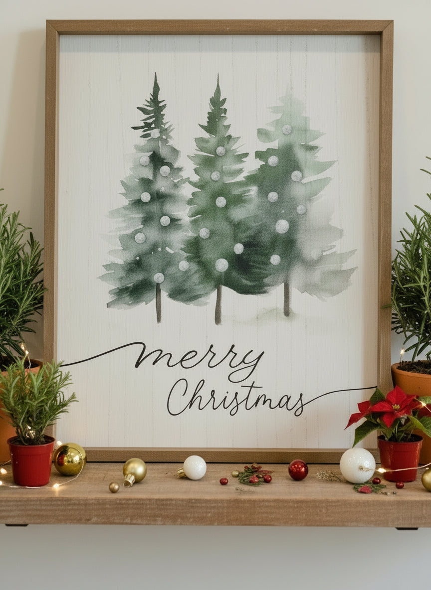 “Merry Christmas” Framed Tree Art