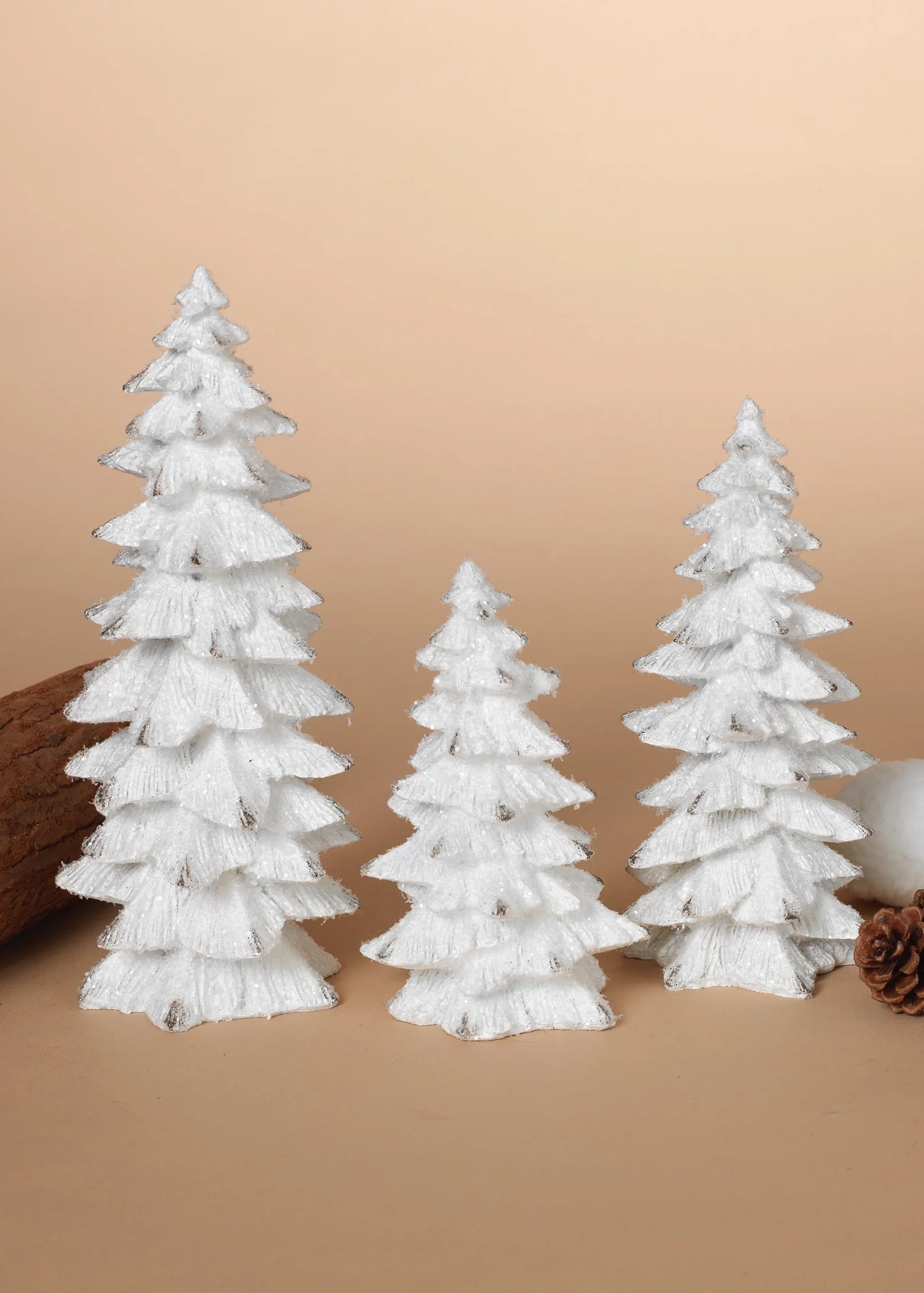 White Textured Christmas Tree Set of 3