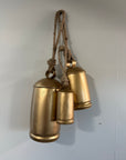 Gold Metal Bells with Rope Hanger