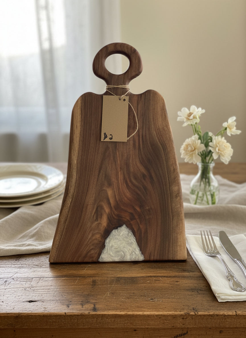Black Walnut Charcuterie Boards with Pearl Resin Inlay