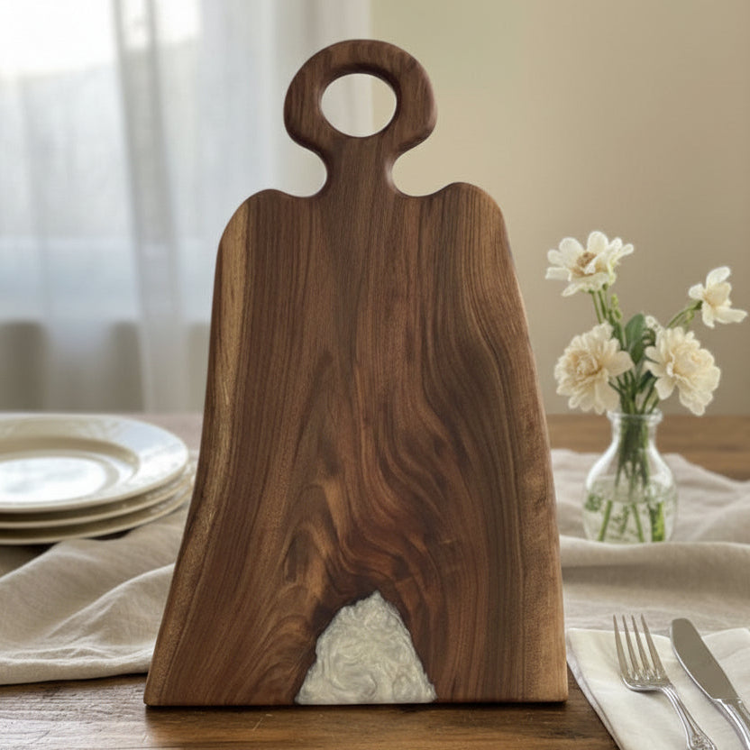 Black Walnut Charcuterie Boards with Pearl Resin Inlay