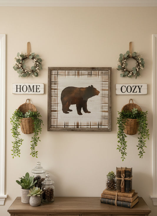 Rustic Wildlife Plaid Wall Art – 3 Styles