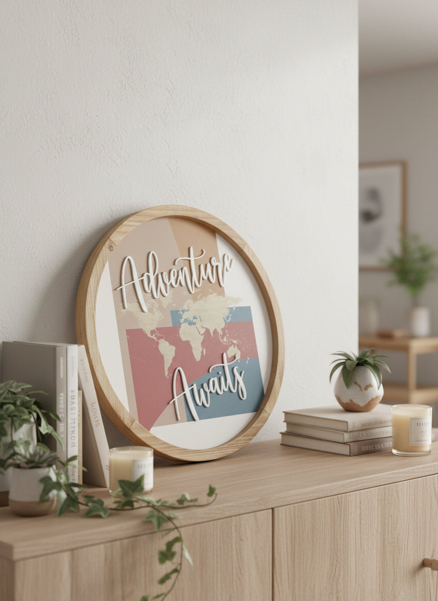 Adventure Awaits Round Wall Art