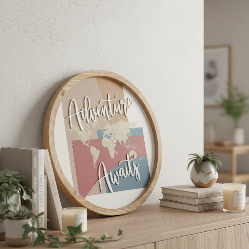 Adventure Awaits Round Wall Art