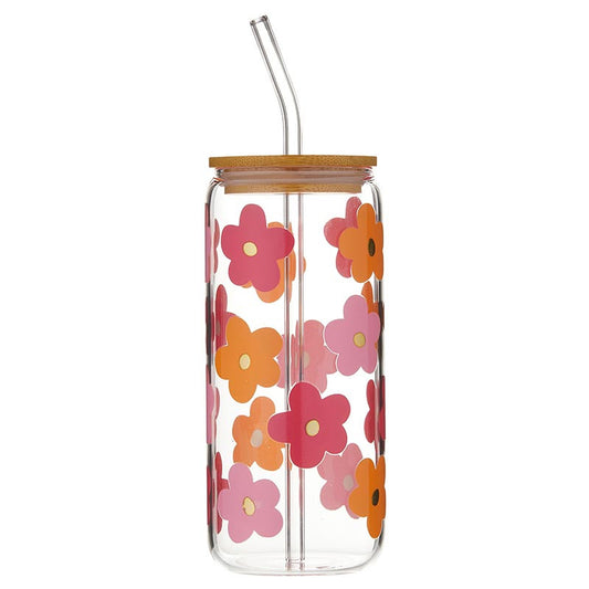 Glass Cold Brew Tumbler- Multi-Flowers
