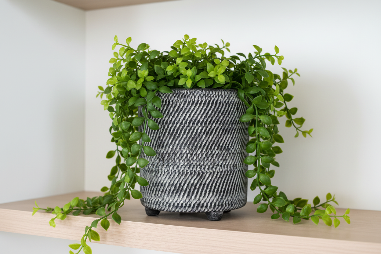 Black footed stoneware pot