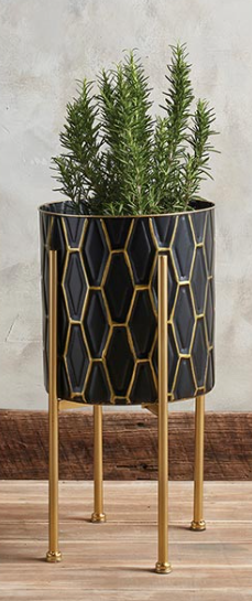 Gold Pattern Standing Planters