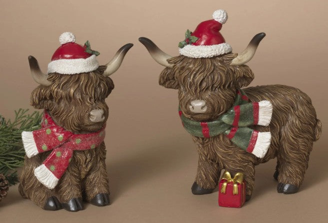 Christmas Highland Cow Figurines