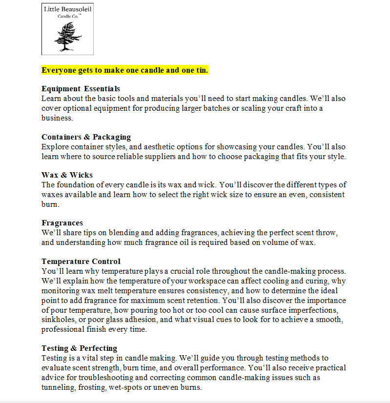 Candle Making Workshop- Thursday, April 2nd