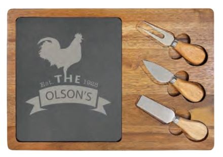 Engravable Slate / Wood Charcuterie Cheese Set