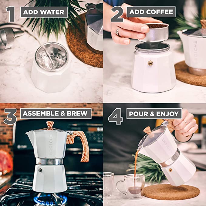 GROSCHE Milano Stone Stovetop Espresso Maker Moka Pot, Home Espresso Coffee  Maker - 6 cup Mint Green 