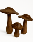 Hand-Carved Wooden Mushroom Décor