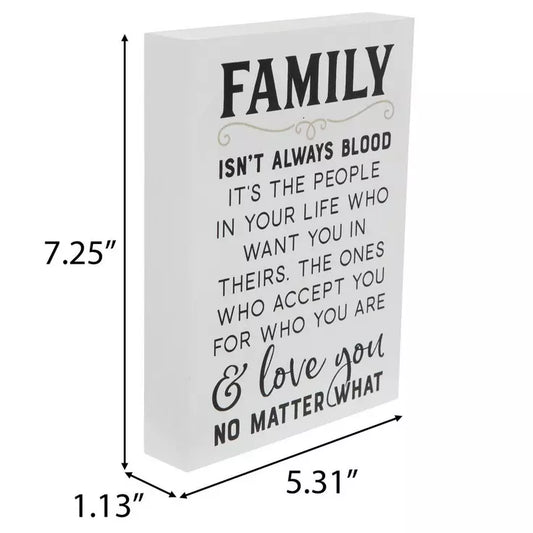 “Family Isn’t Always Blood” Wood Block Sign
