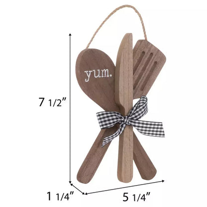 Yum Spoon, Knife & Spatula Wood Decor