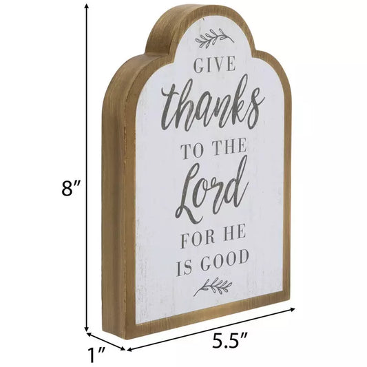“Give Thanks to the Lord” Arched Wooden Sign