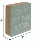 “God Has Great Plans for You” Mini Wooden Block Sign