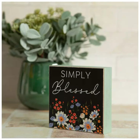 “Simply Blessed” Mini Wooden Block Sign