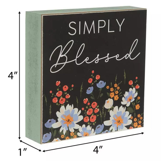 “Simply Blessed” Mini Wooden Block Sign