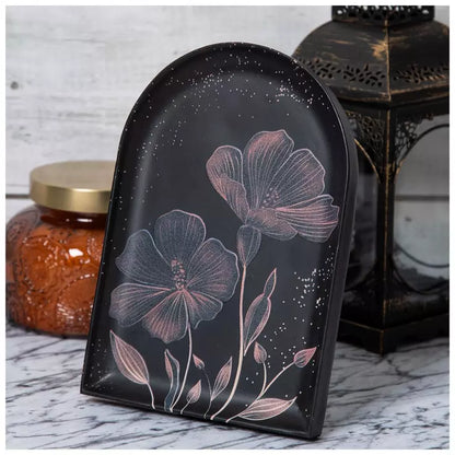 Black Arch Floral Plaque – “Midnight Bloom” 🌸