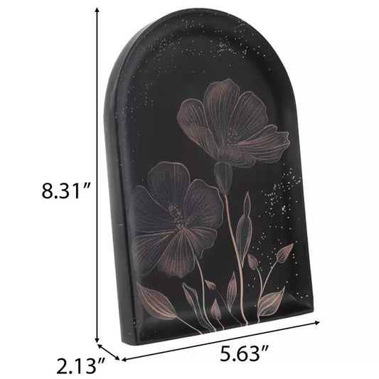 Black Arch Floral Plaque – “Midnight Bloom” 🌸