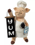 Chef Pig Holding Sign