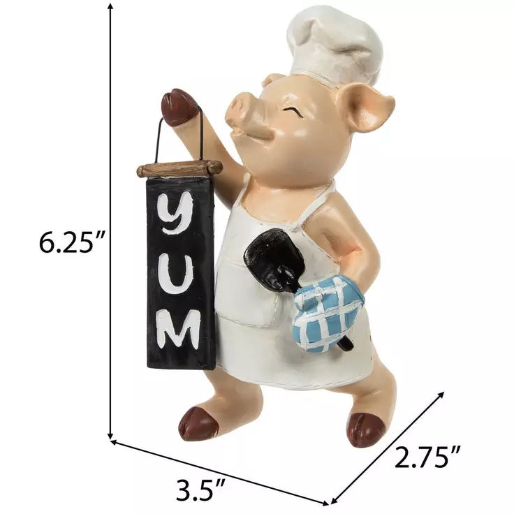 Chef Pig Holding Sign