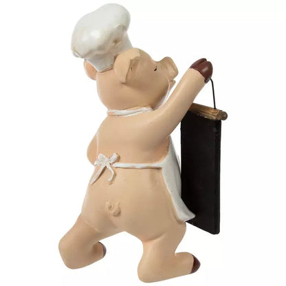 Chef Pig Holding Sign