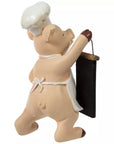 Chef Pig Holding Sign