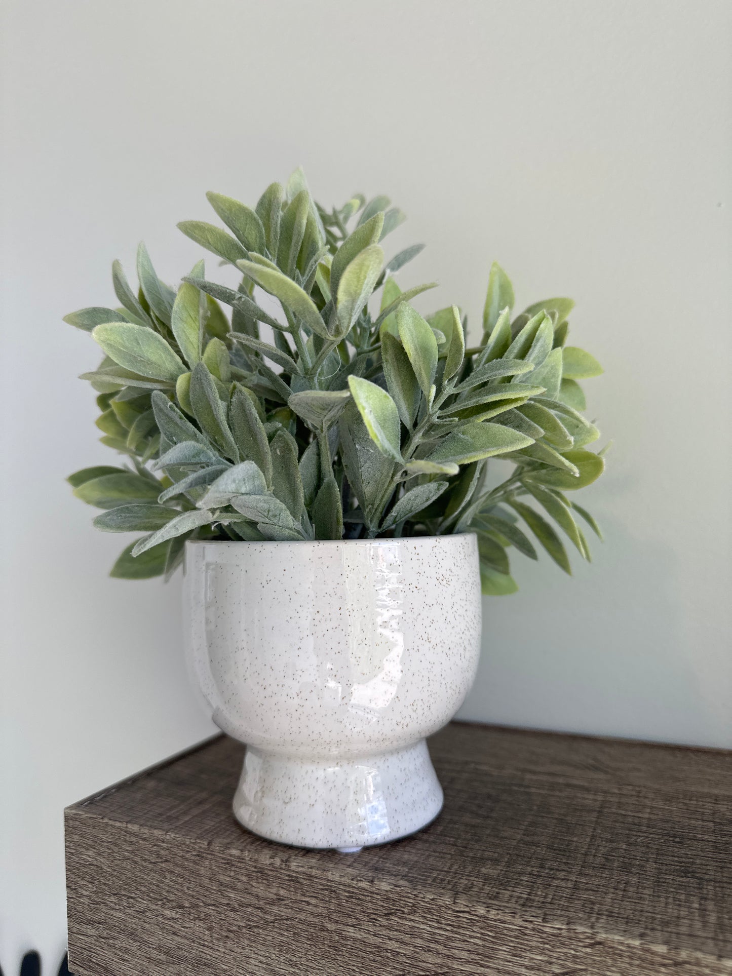 White Ceramic Planter with Greenery