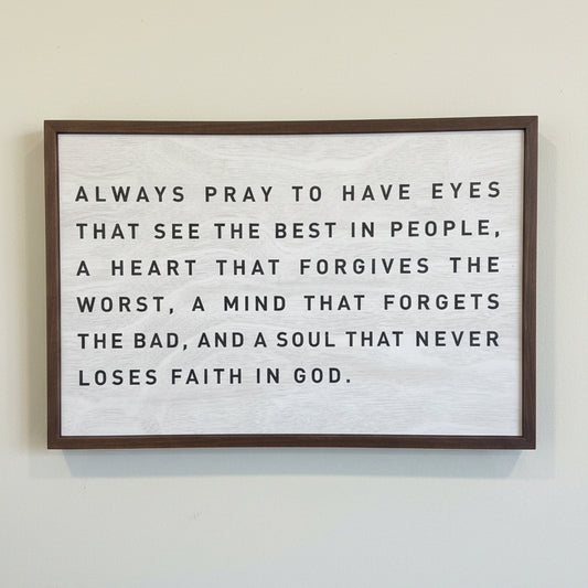 Always Pray Wood Framed Wall Art