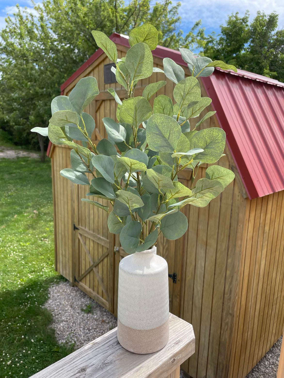 Artificial Eucalyptus Arrangement in Decorative Vase