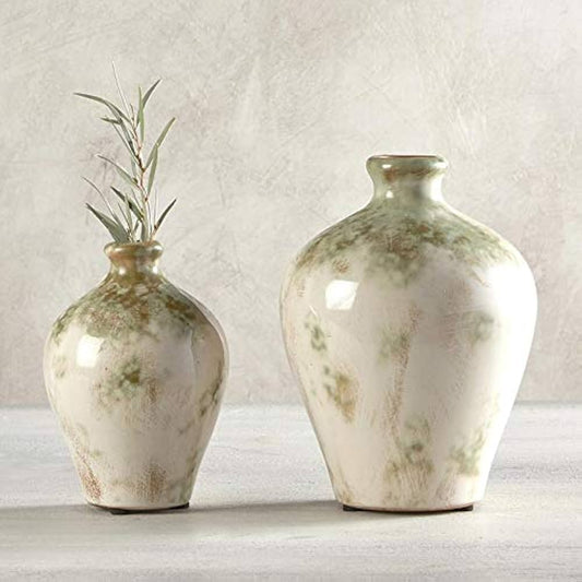 Sage & Cream Ceramic Vase