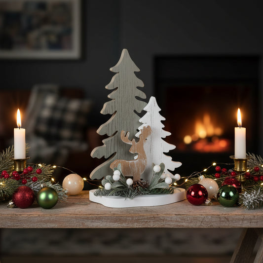 Woodland Reindeer Scene – “Silent Night Forest” 🌲🦌